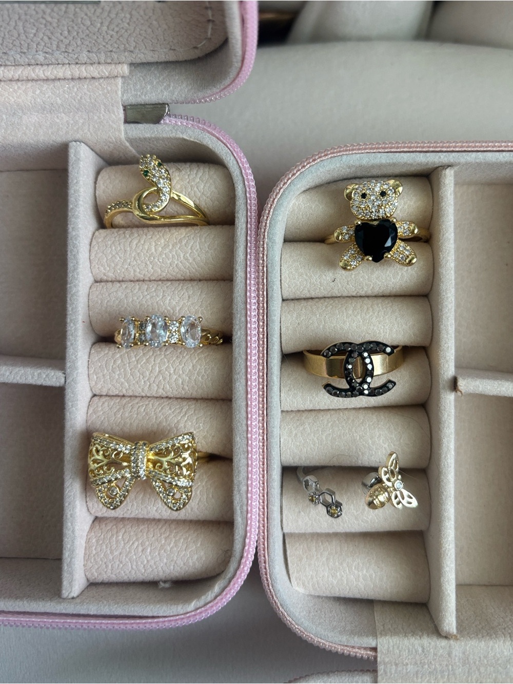 Set of Six Fashion Rings—Size Adjustable